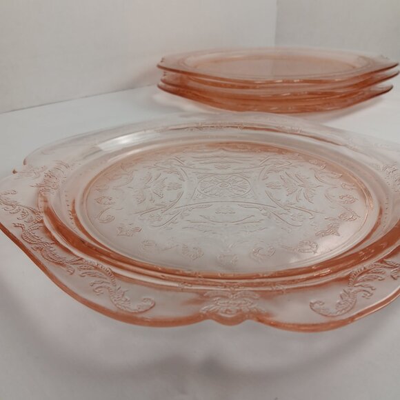 4 Vintage Recollection Madrid Pink By Indiana Glass 10 3/8” Dinner Plates - Picture 2 of 7